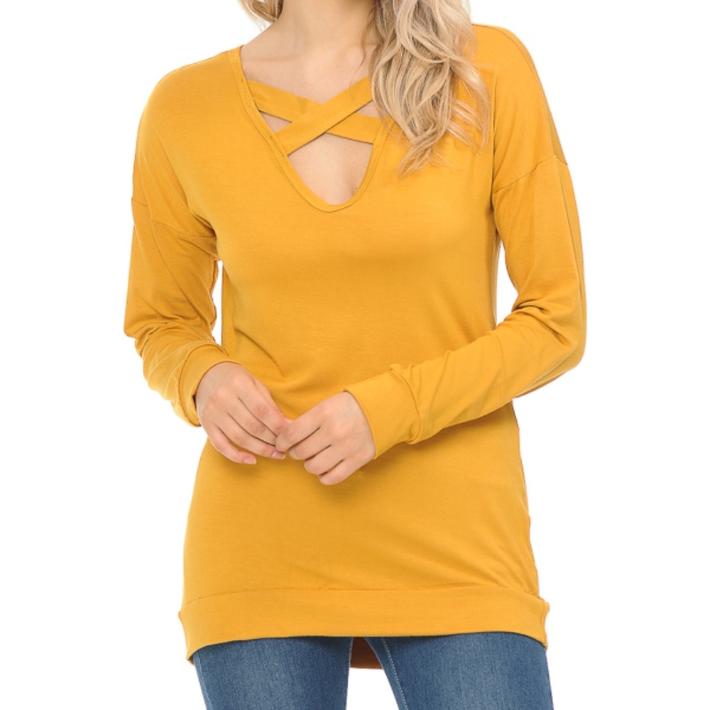 CHEST CROSS LONG SLEEVE TOP